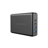 شاحن جداري متعدد المنافذ USB من باورولوجي بقوة 156 واط - 156 واط / USB-C / USB-A / أسود