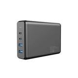شاحن جداري متعدد المنافذ USB من باورولوجي بقوة 156 واط - 156 واط / USB-C / USB-A / أسود