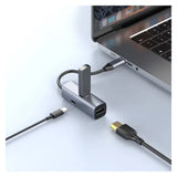 Powerology Aluminum Mini USB-C Hub - 4K HDMI / USB 3.0 / USB-C