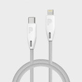 كابل Powerology المضفر - من USB-C إلى Lightning / 4 أقدام / أبيض
