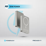بنك الطاقة Powerology MagSafe - سعة 10000 مللي أمبير / 20 واط PD / رمادي داكن