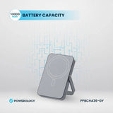 بنك الطاقة Powerology MagSafe Power Glass Surface - سعة 10000 مللي أمبير / منفذ Type-C / تيتانيوم
