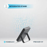 بنك الطاقة Powerology MagSafe Power Glass Surface - سعة 10000 مللي أمبير / منفذ Type-C / تيتانيوم