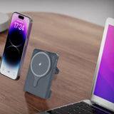 Powerology Power Bank With Magnetic Wireless Charger Car Mount - 5000mAh / USB / Type-C - Gray