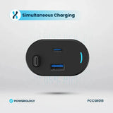 شاحن سيارة قابل للسحب من نوع Type-C من Powerology - 103 واط / أسود