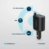 Powerology Type-C Retractable Car Charger - 70W / Black