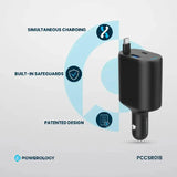 Powerology Type-C Retractable Car Charger - 70W / Black