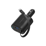 Powerology Type-C Retractable Car Charger - 70W / Black
