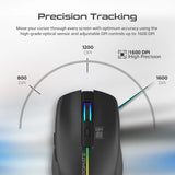 Promate 2.4GHz Wireless Ergonomic Optical Mouse with LED Rainbow Lights