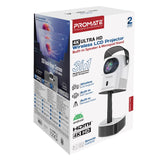 Promate 4K Ultra HD Wireless LCD Projector with Built-In Speaker & Monopod Stand