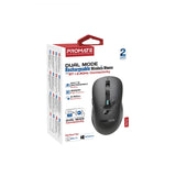Promate Dual Mode Rechargeable Wireless Mouse with BT & RF Connectivity