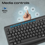 Promate ErgoComfort Wired Keyboard with Media Keys and 2400 DPI Mouse