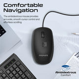 Promate ErgoComfort Wired Keyboard with Media Keys and 2400 DPI Mouse