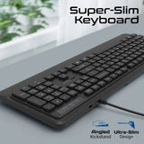 Promate Ergonomic Wired Slim Keyboard with Palm Rest and 2400 DPI Mouse