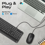 Promate Ergonomic Wired Slim Keyboard with Palm Rest and 2400 DPI Mouse