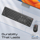 Promate Ergonomic Wireless Keyboard with Silent Keys and 5000DPI Mouse