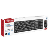 Promate Ergonomic Wireless Keyboard with Silent Keys and 5000DPI Mouse