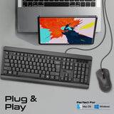 Promate Quiet Keys Wired Keyboard and 1200 DPI Mouse