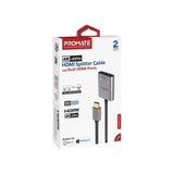 Promate Splitter Cable with Dual HDMI Ports 4K@60Hz HDMI