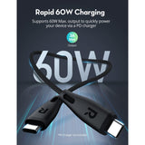 كابل Ravpower Rp-Cb1037 بقوة 60 واط، طوله 1.2 متر، بمنفذ USB 2.0، 3 أمبير، لون أسود