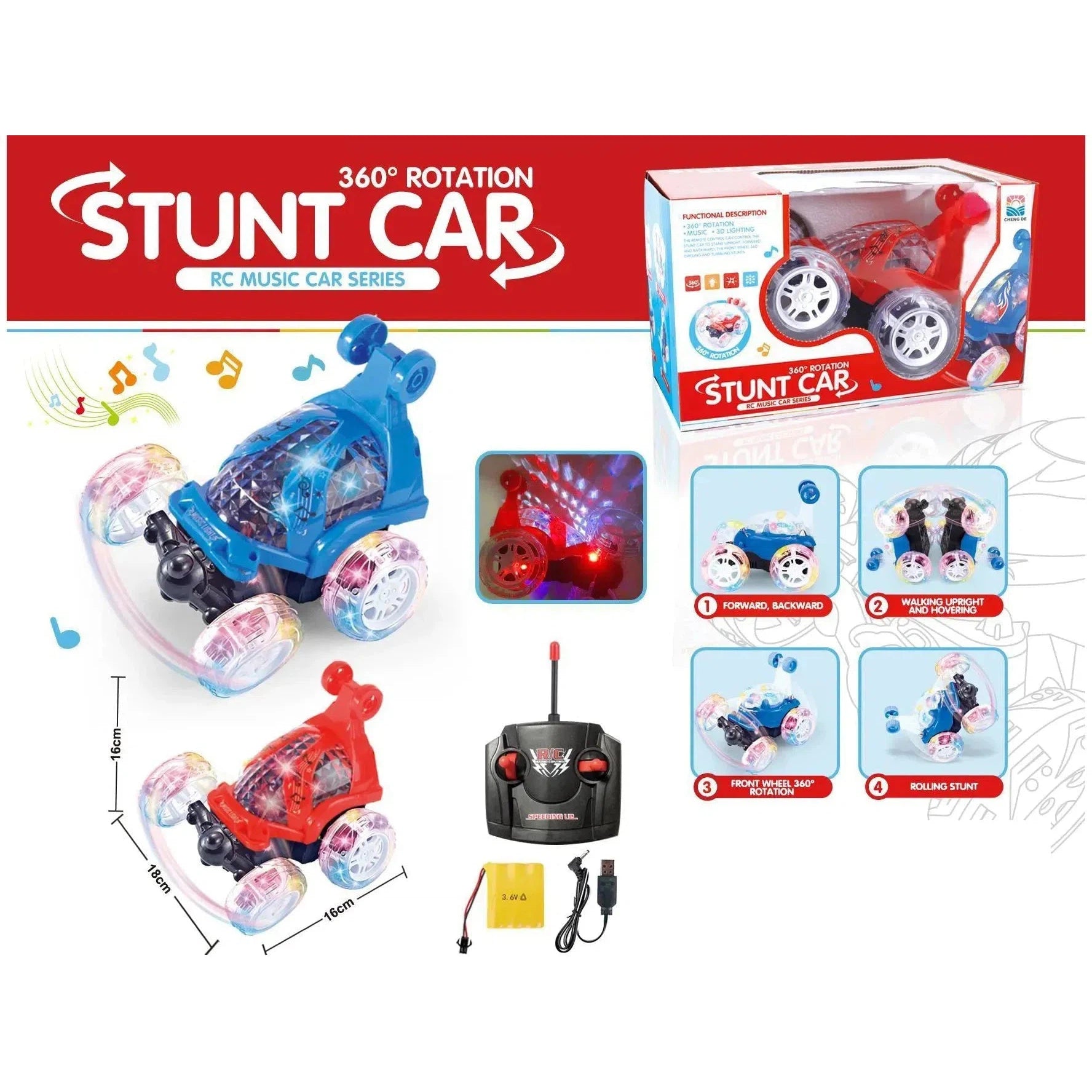 Rc Stunt Bike For Kids 2.4Ghz Remote Control Stunt Bike-Gc169-186-Racing Cars-Other-Star Light Kuwait