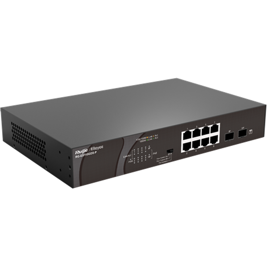 Reyee 8-Port 10/100/1000Mbps Unmanaged Poe + 2 Sfp Ports Switch Rg-Es110Gds-P-Ruijie Switches-Ruijie-Star Light Kuwait
