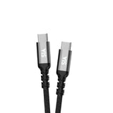 كابل SIA مضفر USB-C إلى USB-C بقوة 100 واط وسرعة 10 جيجابت في الثانية - طول 1 متر، أسود/رمادي