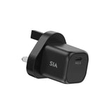 SIA MINI WALL CHARGER GAN PD/PPS 35W TYPE-C PORT WITH C-C CABLE 1M BLACK-UK SIVB35WUKP1-BK