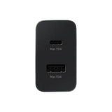 محول طاقة سامسونج ثنائي بقدرة 35 واط بتقنية الشحن السريع PD، مزود بمنفذ USB-C ومنفذ USB-A، أسود اللون، قابس بريطاني