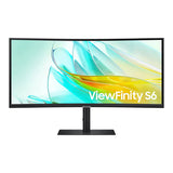 شاشة سامسونج فيوفينيتي S6 منحنية 34 بوصة - 34.0 بوصة UWQHD FHD / 5 مللي ثانية / HDMI / منفذ عرض / سماعة رأس / إيثرنت / USB / أسود - شاشة