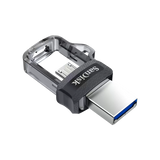 محرك أقراص SanDisk Ultra Dual Drive m3.0 - سعة 256 جيجابايت / سرعة نقل بيانات تصل إلى 130 ميجابايت/ثانية / منفذ USB 3.0 / منفذ Micro-USB / أسود وفضي