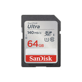 بطاقة ذاكرة SanDisk Ultra SDXC UHS-I / الفئة 10 بسعة 64 جيجابايت، سرعة تصل إلى 140 ميجابايت/ثانية