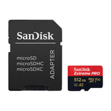 بطاقة ذاكرة SanDisk Extreme PRO microSDXC UHS-I بسعة 512 جيجابايت مع محول - سرعة تصل إلى 200 ميجابايت/ثانية