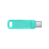 محرك أقراص فلاش SanDisk Ultra Dual Drive Go - سعة 64 جيجابايت / سرعة تصل إلى 150 ميجابايت/ثانية / منفذ USB 3.2 من الجيل الأول / من النوع C / لون أخضر نعناعي
