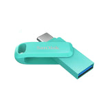 محرك أقراص فلاش SanDisk Ultra Dual Drive Go - سعة 64 جيجابايت / سرعة تصل إلى 150 ميجابايت/ثانية / منفذ USB 3.2 من الجيل الأول / من النوع C / لون أخضر نعناعي