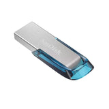 SanDisk Ultra Flair Flash Drive - 128GB / Up to 150 MB/s / USB 3.0 / Blue and Silver