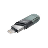 SanDisk iXpand Flash Drive Flip - 256GB / USB 3.1 Gen 1 / Lightning / Black and Silver