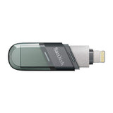 SanDisk iXpand Flash Drive Flip - 256GB / USB 3.1 Gen 1 / Lightning / Black and Silver