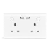 Smart Double Wallmont Socket With USB Wi-Fi - White
