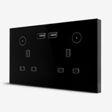 Smart Double Wallmount Socket With USB Wi-Fi - Black