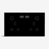 Smart Double Wallmount Socket With USB Wi-Fi - Black