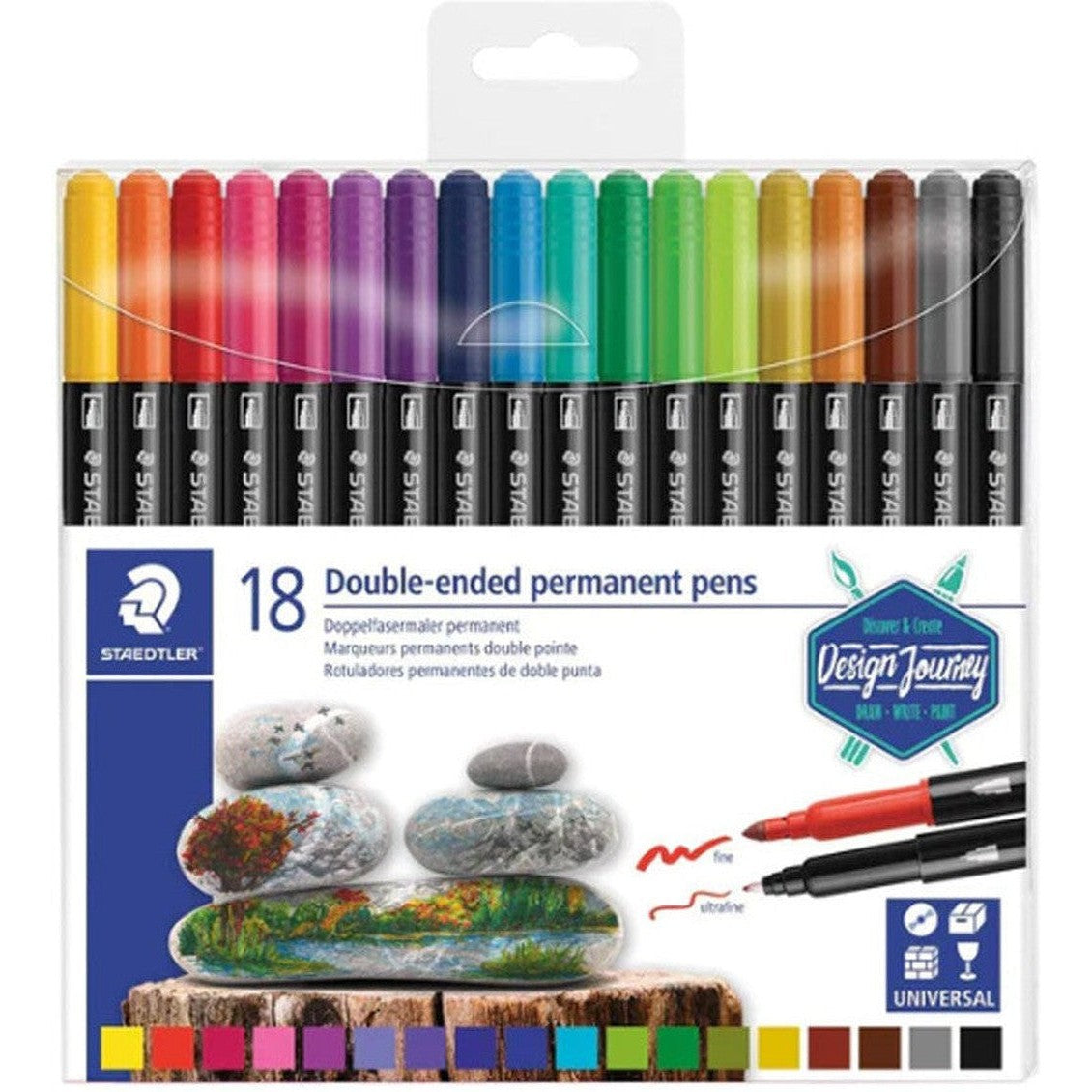 Staedtler 18 Double Ended Permanent Pens-Pens-Staedtler-Star Light Kuwait