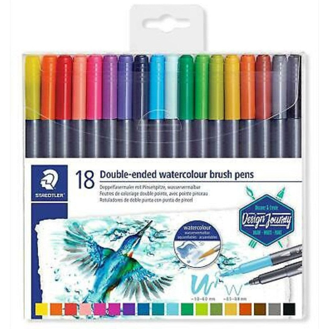 Staedtler Double Ended Watercolour Brush Pens 18-Pens-Staedtler-Star Light Kuwait