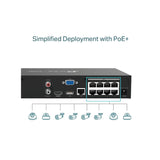 TP-LINK VIGI 8 Channel PoE+ Network Video Recorder - RJ-45 / USB 2.0 / SATA / Black