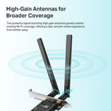 محول TP-Link AX1800 Wi-Fi 6 Bluetooth 5.2 PCIe