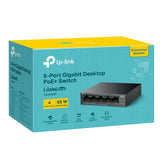 TP-Link (LS105GP) 5-Port Gigabit Desktop Switch with 4-Port PoE+ - 10 Gbps / LAN