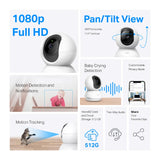 كاميرا مراقبة منزلية لاسلكية TP-Link TAPO C200 قابلة للتحريك والإمالة - دقة 1080P FHD