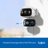 TP-Link (Tapo C246D) Indoor/Outdoor Dual Lens Pan/Tilt Security Camera - H.264 / 2304 × 1296 / 2.4 GHz - White