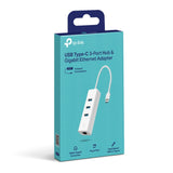 موزع شبكة TP-Link UE330C USB-C ثلاثي المنافذ ومحول شبكة جيجابت إيثرنت