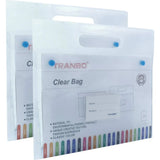 TRANBO Plastic Clear Bag Document Folder with Snap Button & Handle A4 Size Transparent